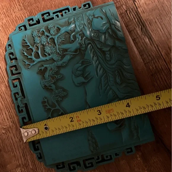 Vintage Chinese Carved Imitation Turquoise Table Screen